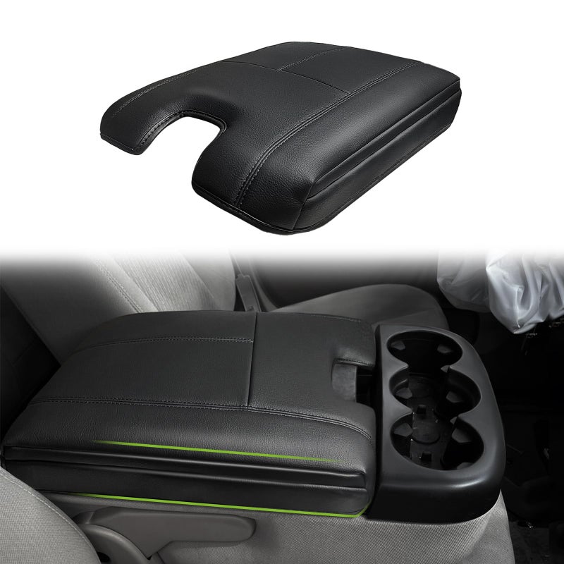 Muslogy Center Console Armrest Cover Compatible with Chevy Silverado/Tahoe & GMC Sierra/Yukon 2007-2013 Comfort Armrest Pad Arm Rest Cushion Vegan Leather Protector 1-Inch Extra Thick(Jump Seat ONLY) - Image 1